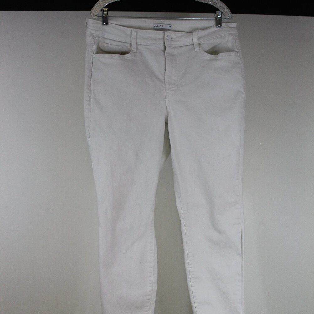 Nine‎ West Summer White Skinny Jeans Size 16 High Rise Stretch Denim 27” Ankle
